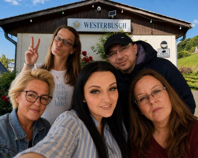 Mitglieder des Vereinsheim-Teams des KGV Westerbusch vor dem Vereinsheim